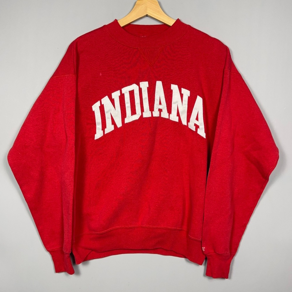 Vintage Indiana Hoosiers Sweatshirt Bike Mens Size Large Red USA Made Single V